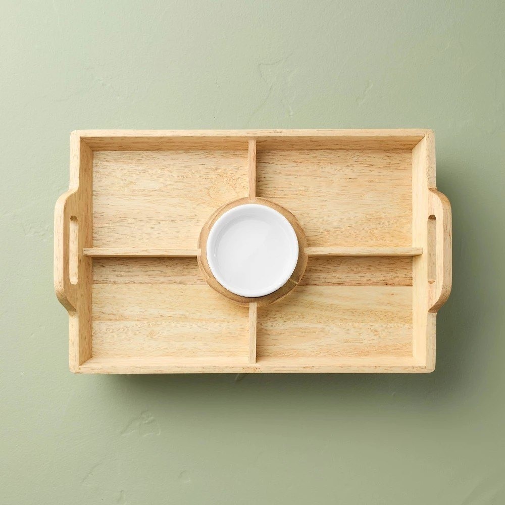 11"x16" Wood Serving Tray with Ceramic Bowl Insert- Hearth & Hand™ with Magnolia